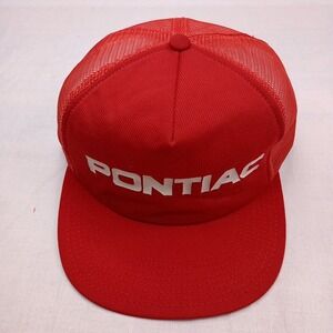 Vintage Snapback Pontiac Red Trucker Hat GM Chevy Mesh Cap Adjustable